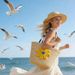 Yellow Flower Woven Women's Handbag Large Capacity Tote Handmade Straw Casual Vacation Beach Bag_desvips.com