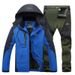 Outdoor Sports Men's Fleece Lined Thick Warm Loose Two Piece Ski Set For Autumn And Winter_desvips.com
