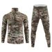 Men's Camo Fleece Thermal Underwear Set - Winter Warm Base Layer For Outdoor Sports & Training (Black, Green, Camo)_desvips.com