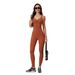 Nude Feel Zipper Brushed Tight Fitting Yoga Bodysuit Quick Drying Running Fitness Sports Wear for Outdoor Activities_desvips.com