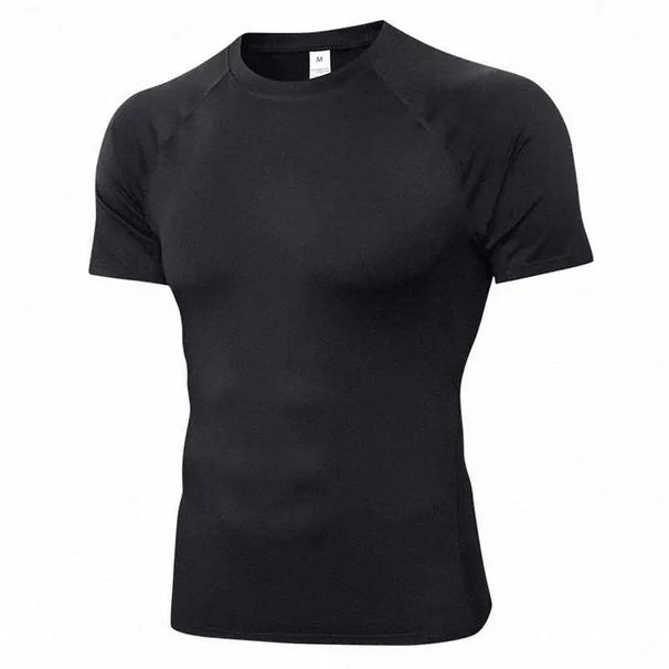 Summer Trendy Fitness T-Shirt For Men High Elasticity Quick-Dry Tight-Fitting Muscle Training Breathable Sports Short_desvips.com