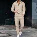 Men's Clothing texture suit long-sleeved polo suit sports pants fashion casual half zipper stand collar suit_desvips.com