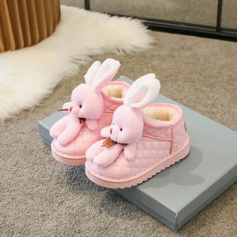Winter Girls Plus Veet Warm Toddler Snow Cartoon Rabbit Cotton Children Ankle Boots Non-slip Causal Shoes Sizes US 8C-4Y_desvips.com