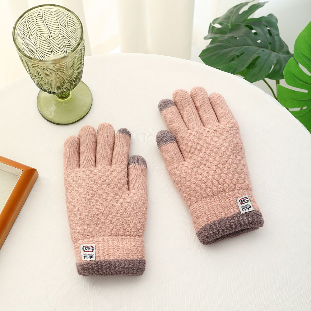 Men's Winter Cotton Gloves, Knitted Outdoor Cycling Touchscreen, Fleece-Lined, Thickened, Elderly Cold-Proof, Warm_desvips.com
