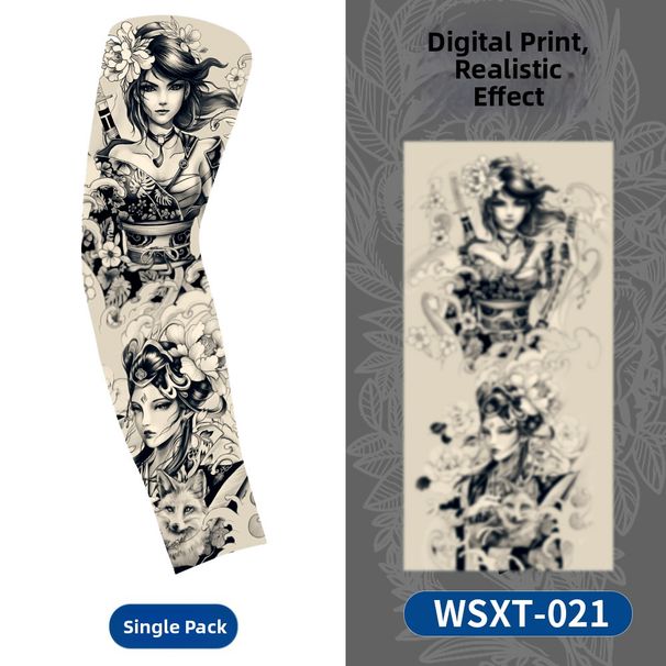 Breathable Quick Drying Simulated Printed Tattoo Arm Sleeves Sun Protection Outdoor Cycling Sports Fashion_desvips.com