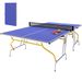 Tischtennisplatte, Klappbar, Inkl. 2 Schläger, 3 Bälle, Netz, Indoor, Metallgestell, 274x152x76cm, Blau_desvips.com