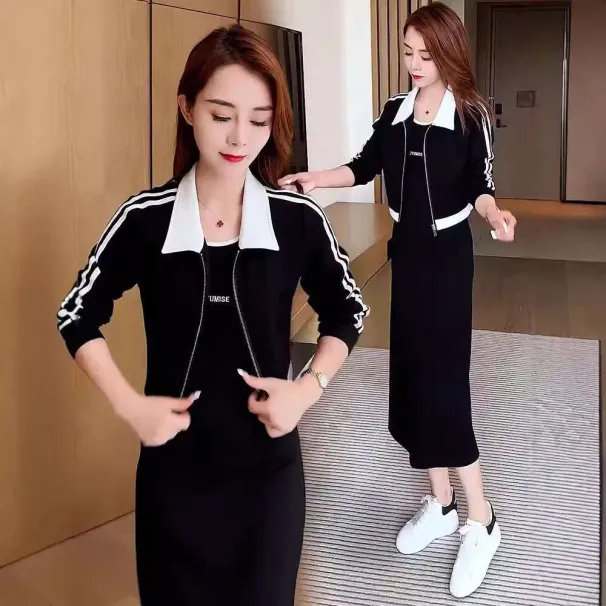 Fashionable Elegant Sports Suit For Women 2024 New Spring High-End Feel Jacket And Skirt Two-Piece Set_desvips.com