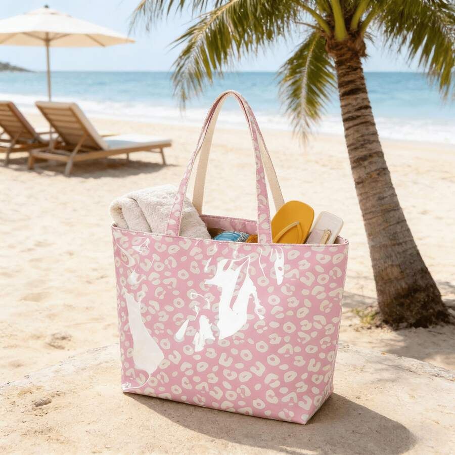 Women's Beach Towel, Toiletry Organizer Tote Bag, Shoulder Handbag, Ideal Daily Swimming Pool Travel, Essential For Home_desvips.com