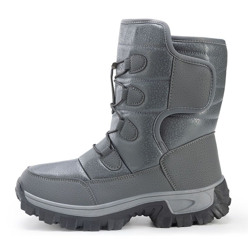 Men's & Women's Waterproof Snow Boots Winter Hiking Shoes With Plush Lining, Non-Slip TPR Sole For Outdoor Activities (Black/White/Gray)_desvips.com