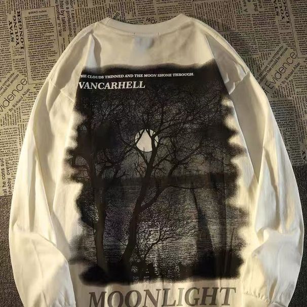 100% Cotton American Long Sleeve T-Shirt For Men And Women, High Street Loose Fit, Ins Style Trendy Brand, Oversize,_desvips.com
