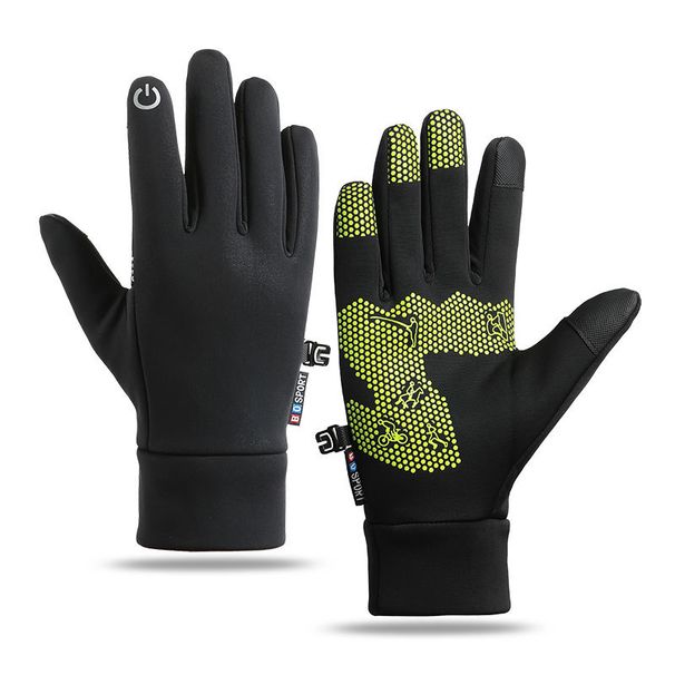 Cycling Gloves Autumn And Winter, Plus Velvet, Warm, Windproof And Waterproof, Couples Cycling, Running, Non Slip, Full Finger Sports_desvips.com