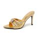 Buckle Metal Rhinestone High Heels Thin Heel Pointed New Open Toe Pleated Patent Leather Sandals For Women Summer 2026_desvips.com