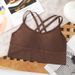 Sexy Women Tops Back Cross Strap Tank Top Push Up Running Sports Breathable Soft Fitness Beauty Solid Color Yoga Bra_desvips.com