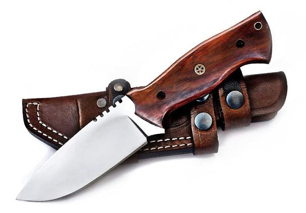 Fivtan Horizontal Carry Bushcraft Knife With Sheath, Scout Carry Hunting Knife With Wooden Handle, Fixed Blade Tracker Knife_desvips.com