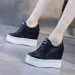 Casual Shoes Kasovki 11cm Genuine Leathe Women Platfom Wedge High Heels White Black Sneakes Chunky Hidden Heel_desvips.com