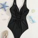 2026 New Backless Swimsuit For Women, Sexy V-Neck Tie Waist Slimming One-Piece Swimwear_desvips.com