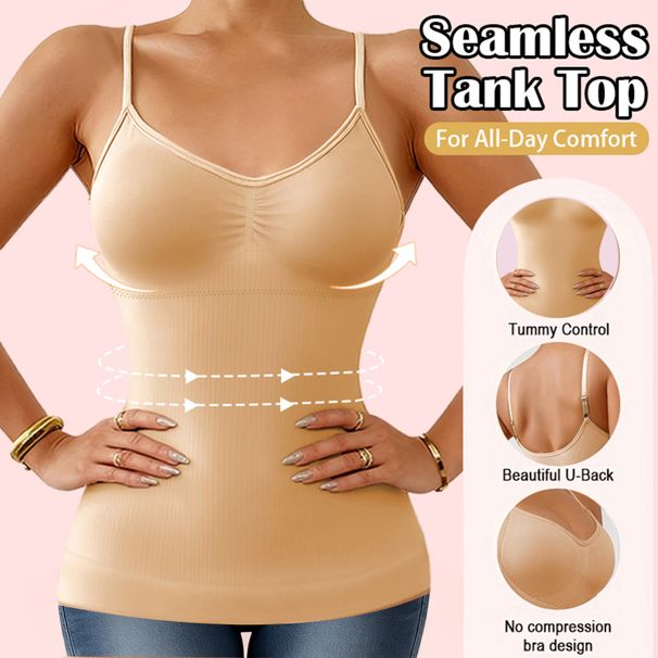 1pc Women‘s Camisole Breathable Shapewear Tops Tummy Control Built In Bra Tank Shaping Body Shaper Slimming Cami Vest_desvips.com
