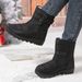 Women's Waterproof Snow Boots With Hook & Loop Closure, Non-Slip Winter Boots For Outdoor, Warm Mid-Calf Boots With Faux Fur Lining (Black, Burgundy)_desvips.com