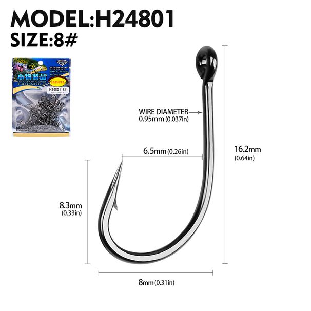 Qianyou Black Tube Fishing With Holes, Barbed Blood Groove Hooks For Big Fish, Rock Sea Fishing, String Hooks, 100_desvips.com