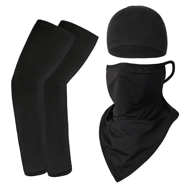 Sun Protection Sleeves Sports Cycling Cap Helmet Liner Ice Silk Ear Hanging Triangle Scarf 3-Piece Set_desvips.com