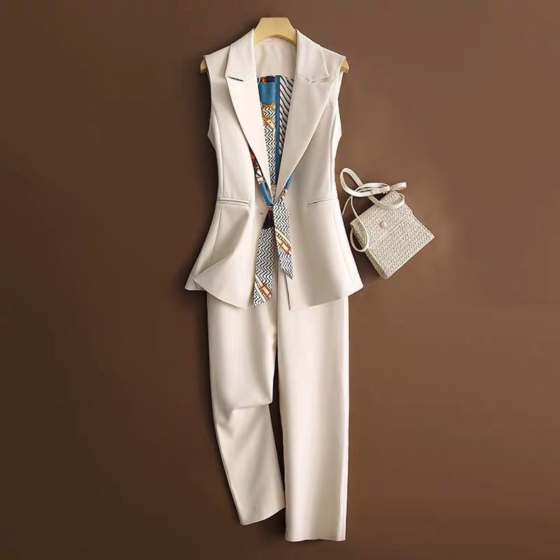 Women's Clothing spring and autumn slim sleeveless vest vest suit two piece suit women's trend_desvips.com