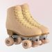 Adult double-row skates Green roller skates Metal stand Roller skates four-wheel skates_desvips.com