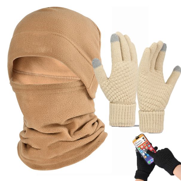 Sports Face Masks Three Piece Set Of Autumn Winter Proof Warm Headgear Motorcycle Riding Mask Sports Polar Fleece Neck Protection Touch Screen Gloves_desvips.com