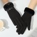 Women's Suede Touchscreen Gloves – Winter Warm Fleece Lined Gloves With Cat Embroidery – Stylish & Functional For Cycling, Commuting_desvips.com
