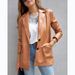 Women's Clothing Street Style Pure Color Casual Fashion Three color Leather Jacket _desvips.com