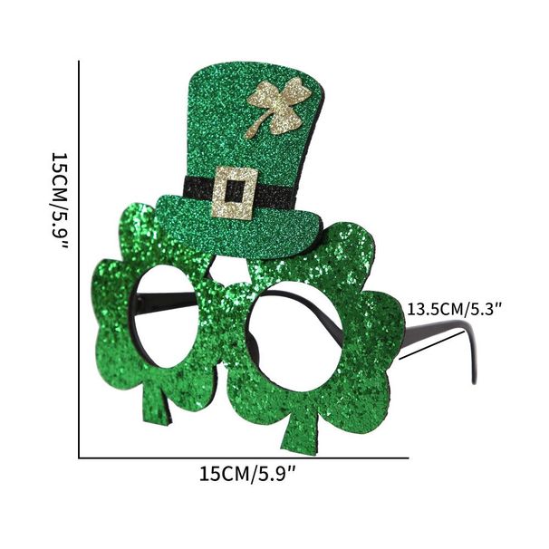 2024 St. Patrick's Day Decorative Green Hat Clover Plastic Children's Costume Glasses Frame_desvips.com