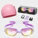 Adult Swimming Goggles HD Waterproof And Anti-fog Electroplating Swimming Glasses Silicone Swimming Cap Nose Clip Earplug Set_desvips.com
