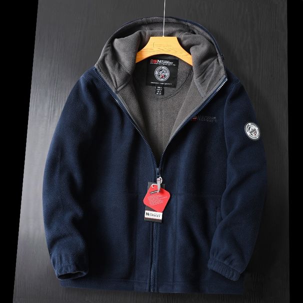 ActiveGo ActiveGo From Norway Cold-Resistant Thermal Thickened Double-Layer Winter Plus Size Men's Hooded Fleece Jacket 9819_desvips.com