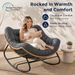 SWITTE Papasan Rocking Chair, Outdoor Wicker Egg Rocker With Cushion, Grey_desvips.com
