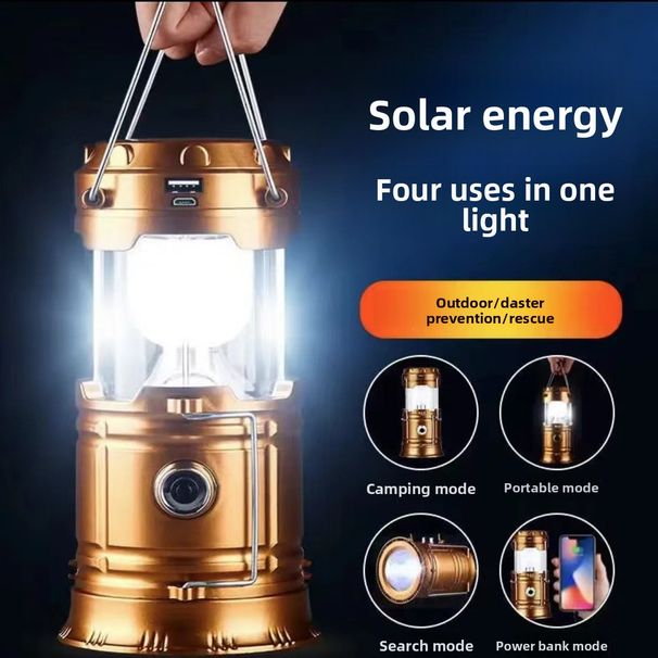 Solar Multi-function Camping Light Can Be Charged By Blowing Air, Camping Model Charging Emergency Flashlight Outdoor Light_desvips.com