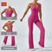 Women's Wide Leg Yoga Bodysuit Sports Fitness Wear Slimming Abdomen Flare Pants Casual Gym Clothing_desvips.com