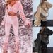 Women's Clothing autumn and winter sexy navel-baring long-sleeved top solid color micro-flared pants two-piece set_desvips.com