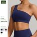 European And American New Style One-Shoulder Running Quick-Dry Shockproof Sports Bra Elastic Bare-Feel Yoga Vest_desvips.com