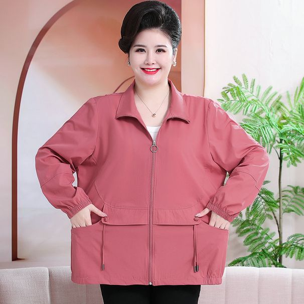 Middle-Aged Mom Women's Spring And Autumn Loose Jacket Thin Summer Plus Size 100.00kg Long Sleeve Sunscreen Coat_desvips.com