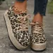 Womens Fashionable Canvas Casual Shoes For Spring And Summer Round Shoelaces Breathable Leopard Print Sneakers Large_desvips.com