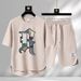 Men's Clothing Summer fashion brand new casual short sleeved sports five point pants two piece suit men's large size loose T shirt top_desvips.com