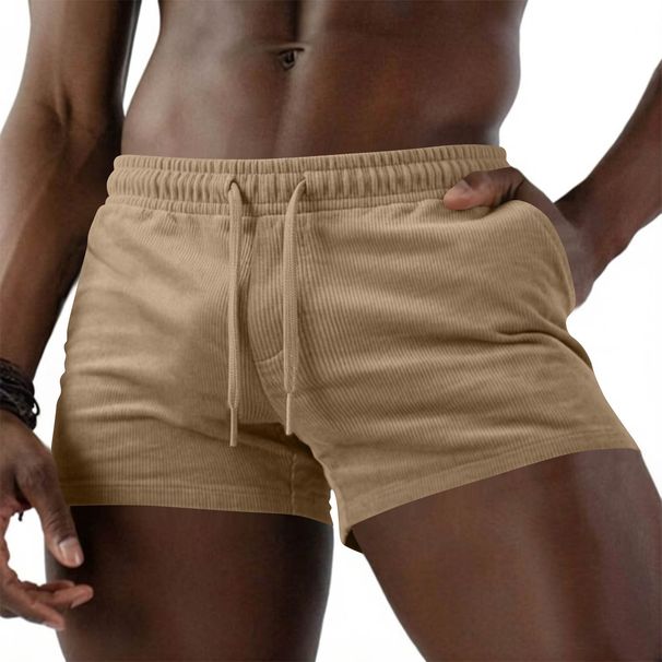 2026 Summer New Men's Retro Corduroy Shorts With Elastic Drawstring Fit, Fitness, Sports, Casual, And Home Wear_desvips.com