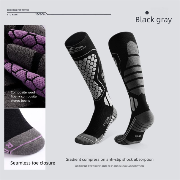 Winter Long Wool Ski Quick-Dry Outdoor Travel Windproof Cold-Proof Warm Thick High Tube Socks DWZ04_desvips.com