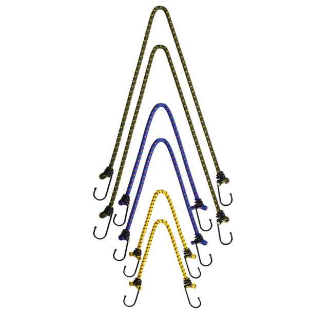6-Piece Rubber Bungee Cord Set With Carabiner Hooks For Cargo Securing_desvips.com