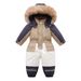 Kids' Fleece-Lined Snowsuit With Color Block Design - Winter Hooded Jumpsuit For Toddlers (80-120cm) | Warm & Stylish Playwear_desvips.com