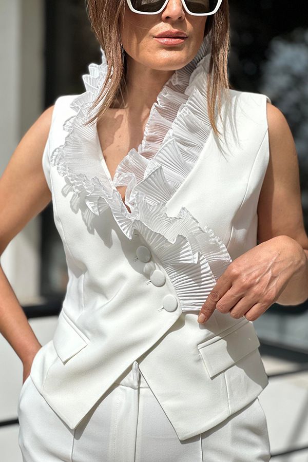 Women's Clothing spring and summer new fashion sleeveless trousers suit INS casual pocket vest two piece suit for women_desvips.com