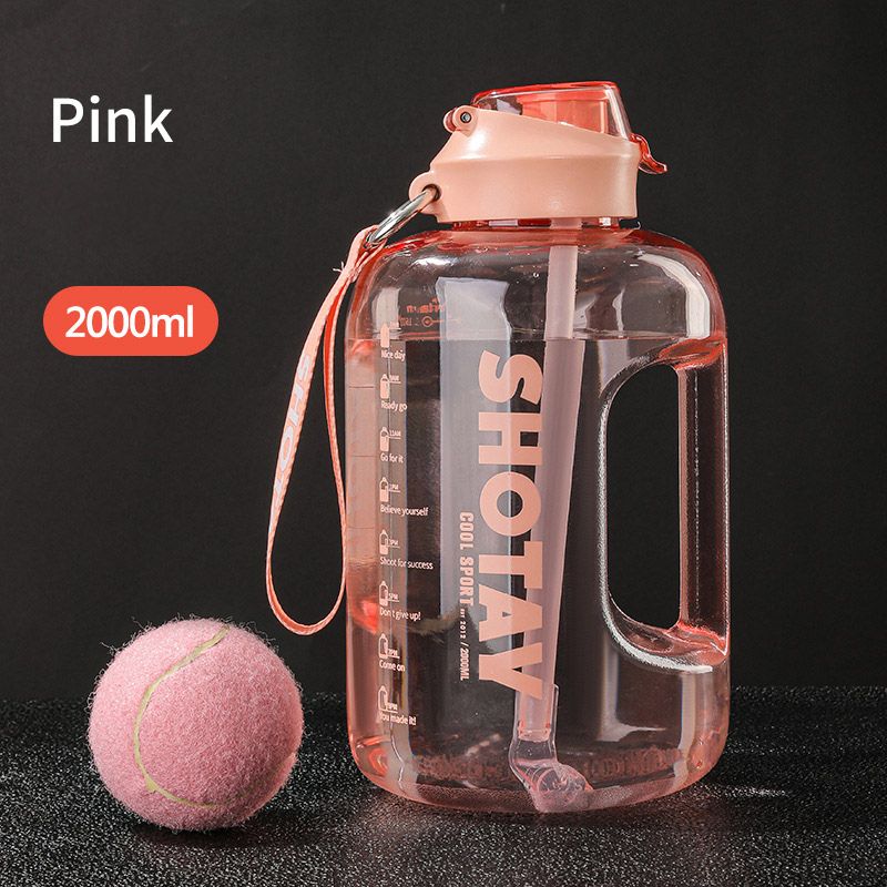 2 Liter Water Bottle with Straw Large Portable Travel Bottles For Training Sport Fitness Cup with Time Scale BPA Free_desvips.com