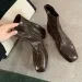 Genuine Leather Heels Thick Soles Square Toe Women Short Zippered Design Casual Fashion Versatile Slim Boots 4.5CM_desvips.com