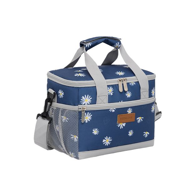 Insulated Picnic Bag Double Compartment Large Capacity Portable Handheld Shoulder Tote For Camping Hiking Outdoor Food Storage_desvips.com