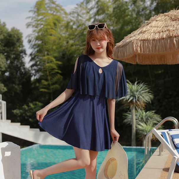 2025 New Plus Size Women's Large Sizes, Conservative Slimming One-Piece Swimsuit For Hot Springs_desvips.com