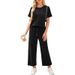 Cross-border 2-piece Set For Women, Fashionable Casual Summer Travel Vacation Outfit, Short-sleeved Wide-leg Pants Set,_desvips.com